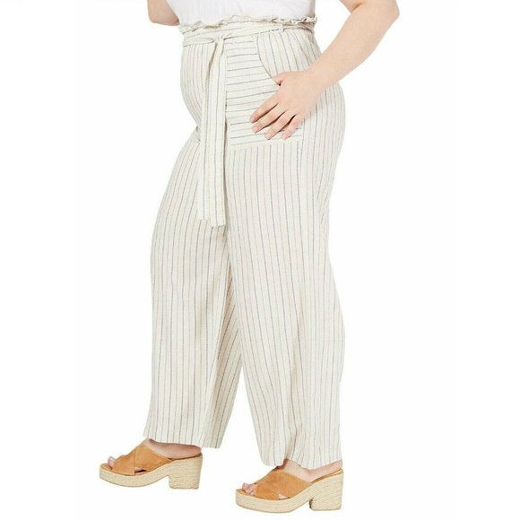 Monteau Plus Size Tie Waist Pants Natural 2X - Picture 3 of 3